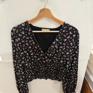 Altar'd State Black Floral Blouse